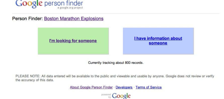 Google, Boston patlamaları için Kayıp Bulma hizmeti başlattı