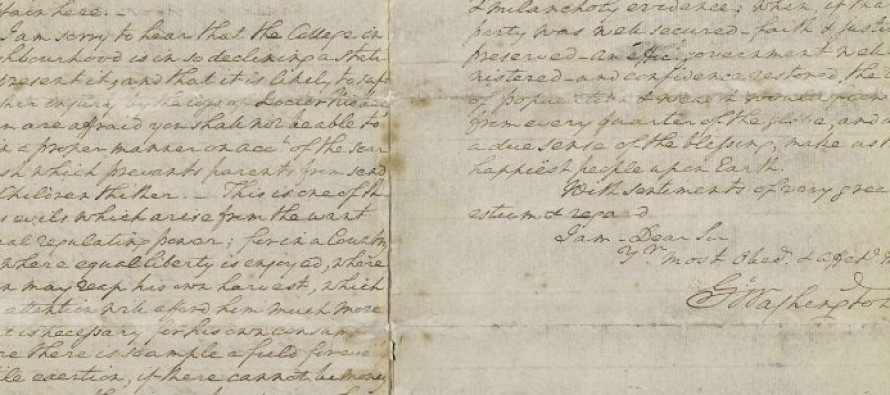 George Washington imzalı mektuba 1,4 milyon dolar