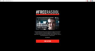 Vice News Türkiye'de tutuklu bulunan muhabiri için ekran kararttı
